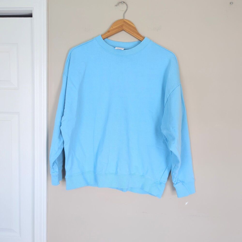 Year of Ours Cotton Crewneck Sweatshirt Sky Blue XS/S Athleisure Yoga Gym Beachy
